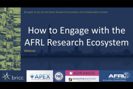 AFOSR Webinar: How to Engage with the AFRL Research Ecosystem 